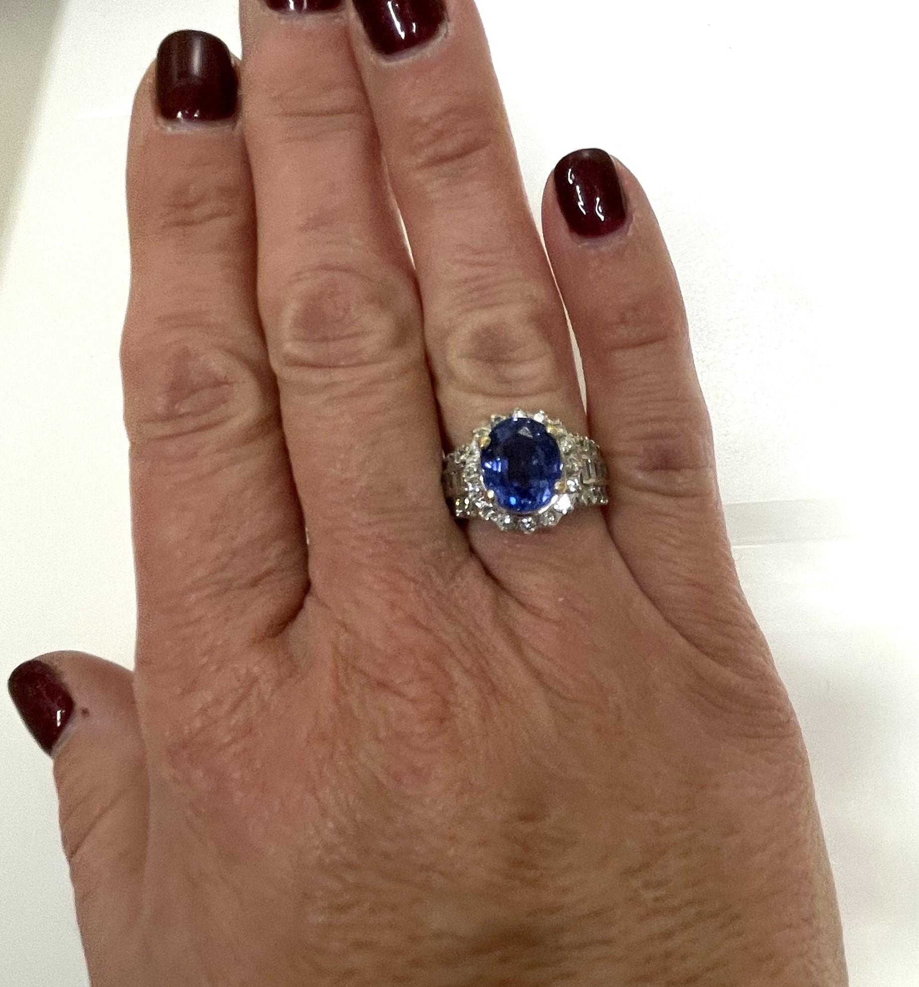 For Sale:  4.6ct Oval Sapphire and Diamond Ring 6