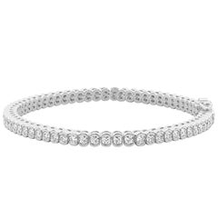 4.6ct Round Diamond Half Bezel Tennis Bracelet 14K White Gold SI Clarity
