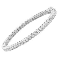4.6ct Round Diamond Half Bezel Tennis Bracelet 14K White Gold SI Clarity