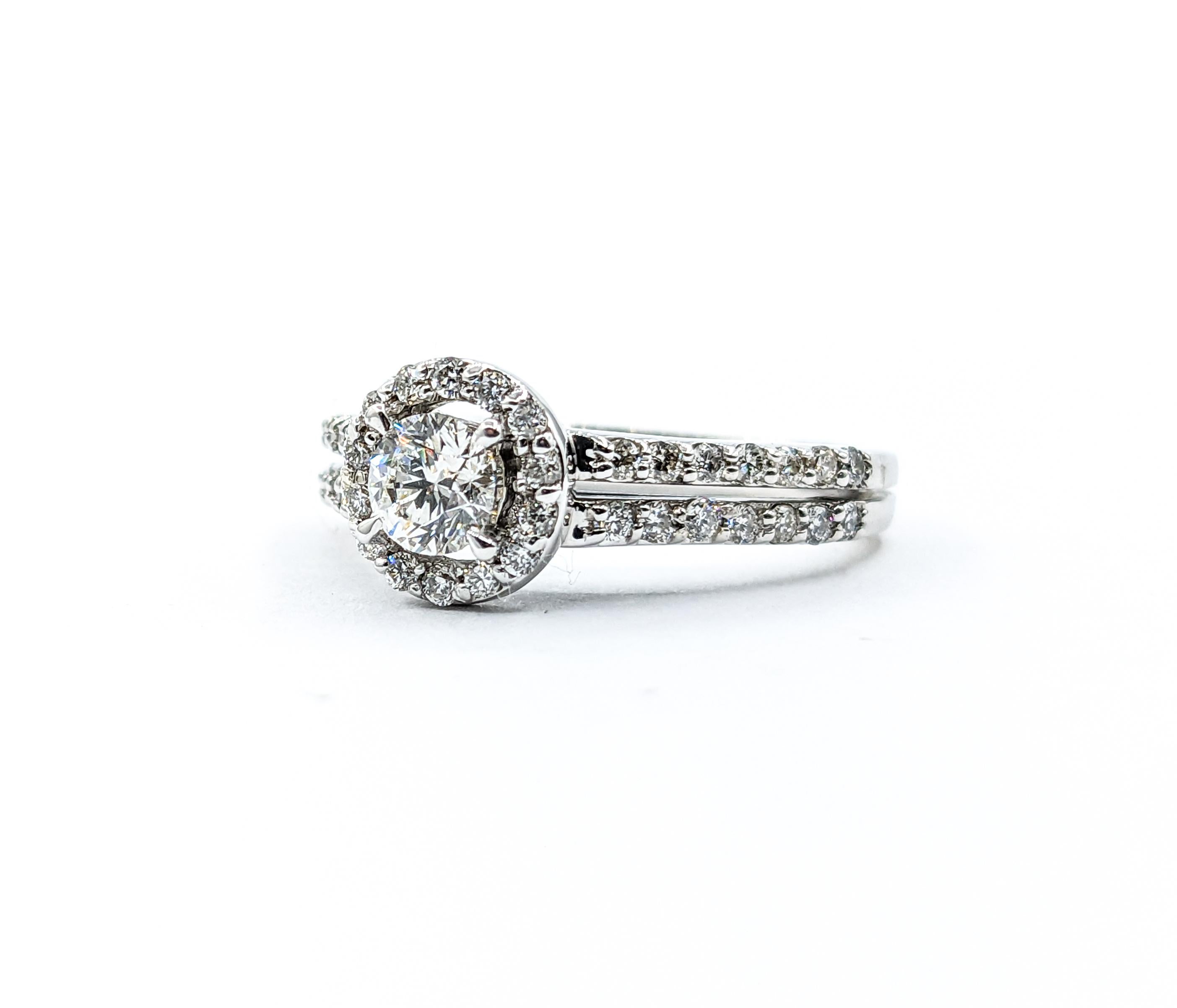 Contemporary .46ctw Diamond Ring In White Gold For Sale