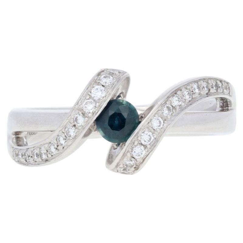 .46ctw Round Cut Sapphire & Diamond Ring, 14k White Gold Bypass
