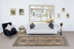 4.6x11 Ft Vintage Stair Runner, Handmade Corridor Carpet, Turkish Hallway Rug