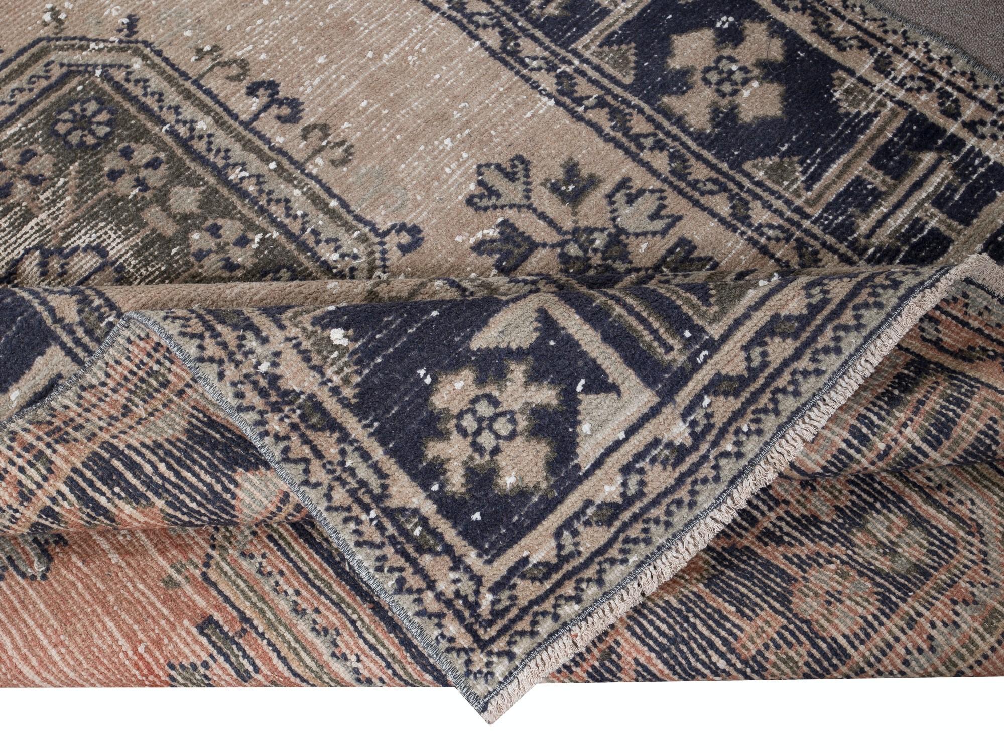 Rustic 4.6x11.7 Ft Vintage Stair Runner, Handmade Corridor Carpet, Turkish Hallway Rug For Sale