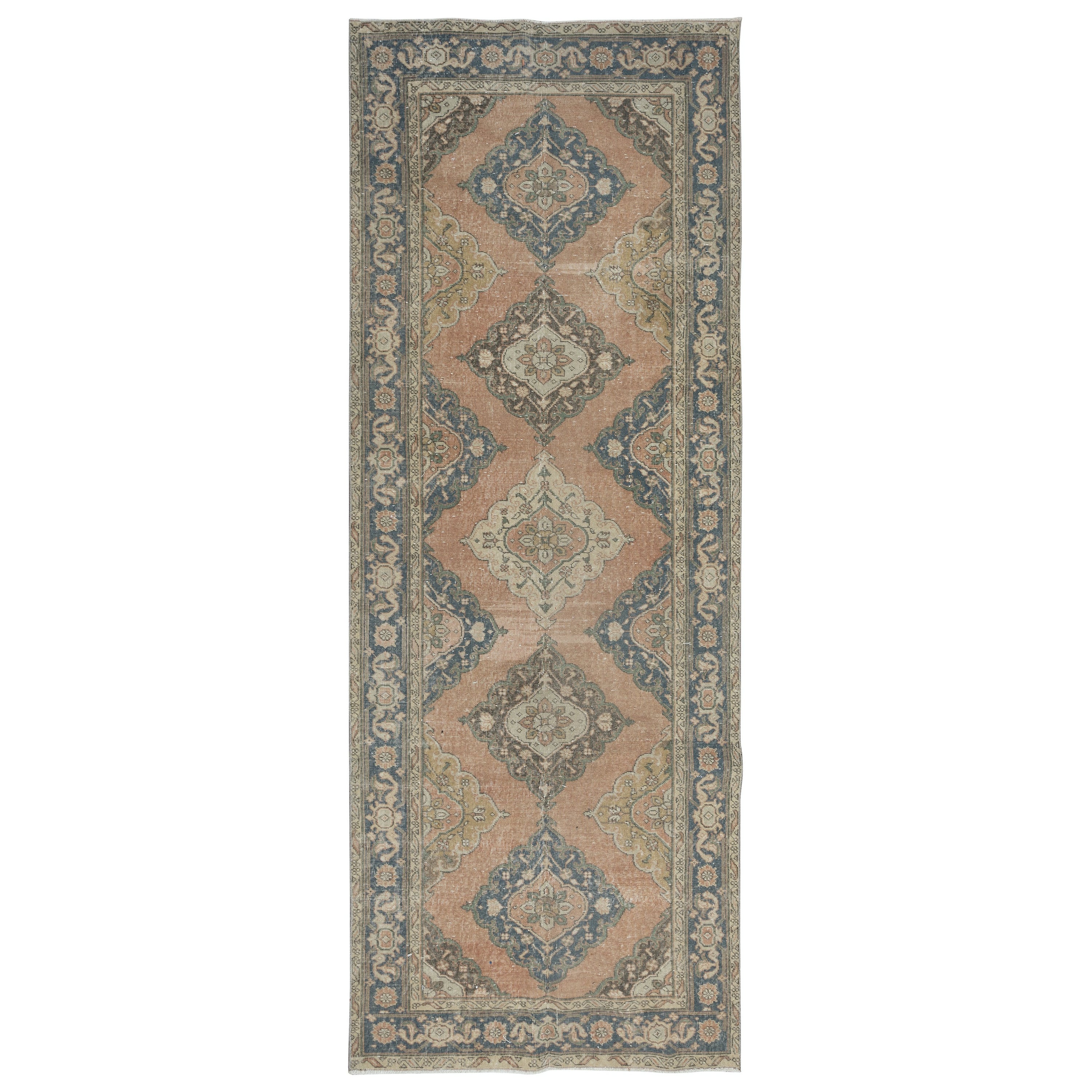 4.6x12 Ft Handmade Runner Rug for Hallway, Vintage Turkish Sills Corridor Carpet (tapis de couloir turc vintage)