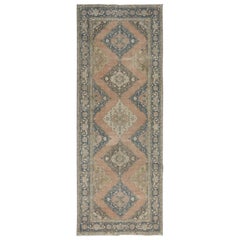 Tappeto a mano 4.6x12 Ft per corridoio, tappeto turco vintage per corridoio Sills