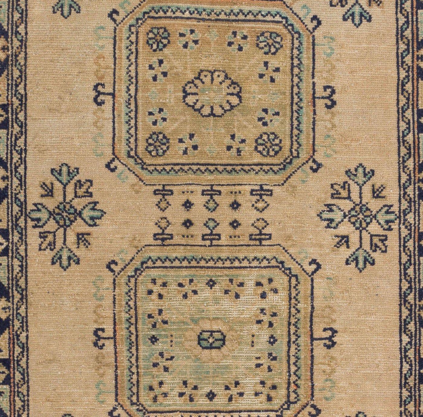Oushak 4.6x12 ft Handmade Vintage Turkish Rug for Hallway, Traditional Corridor Carpet For Sale