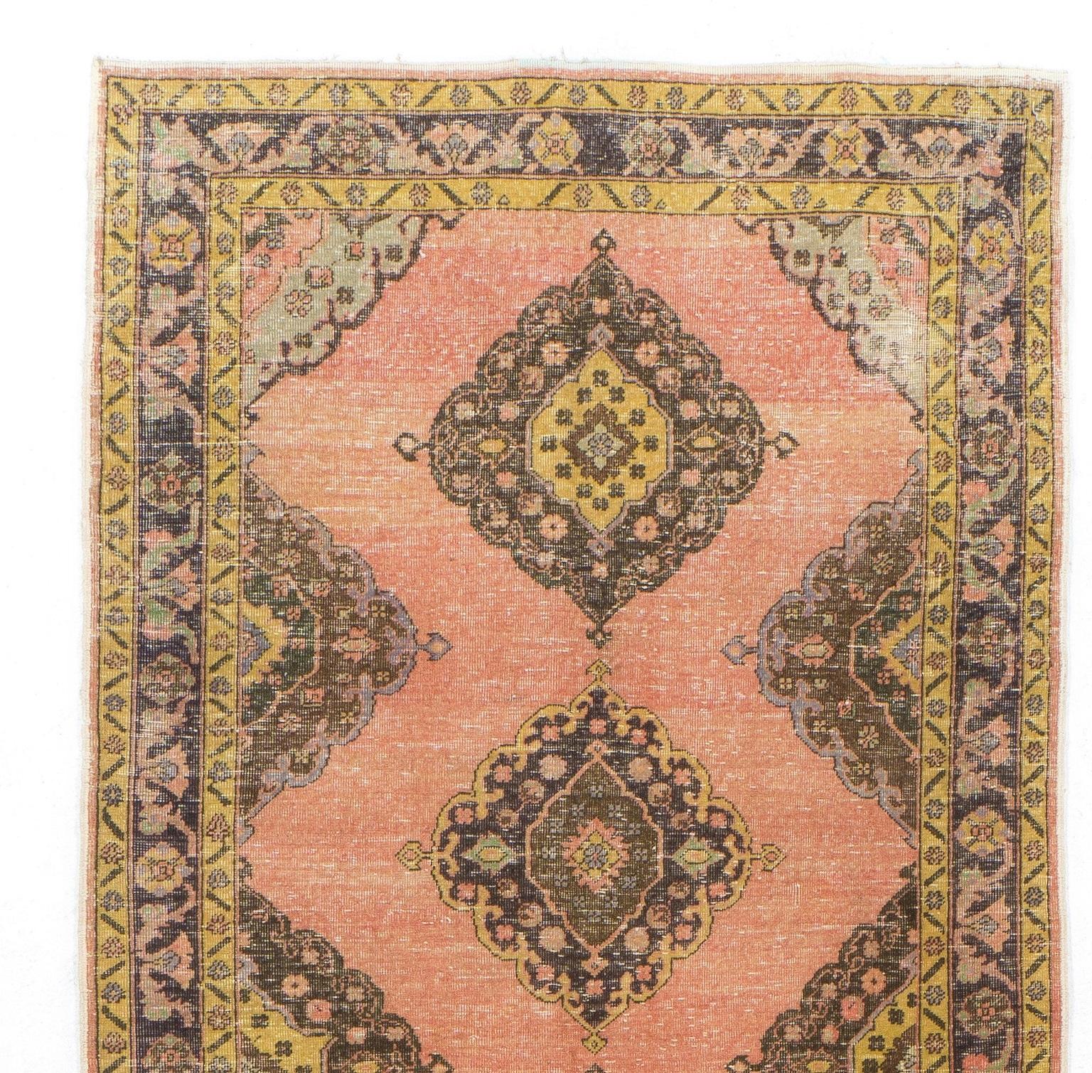 Turkish 4.6x12 Ft Mid-Century Handmade Anatolian Runner Rug, Ideal for Home and Office For Sale