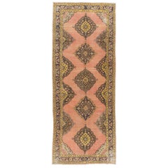 4.6x12 Ft Mid-Century Handmade Anatolian Runner Rug, Ideal for Home and Office