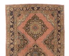 4.6x12.5 Ft Vintage Traditional Runner Rug. Handmade Wool Hallway Carpet