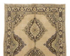4.6x12.5 Ft Vintage Türkisch Oushak Läufer Teppich in Beige, Ideal für Flur Dekoration