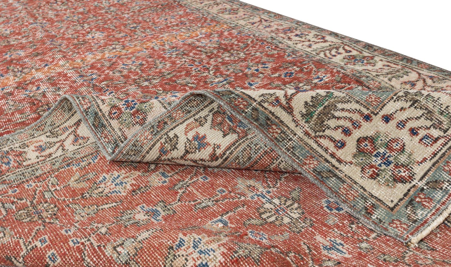 Tribal 4.6x12.6 Pieds motif floral turc. Vieux tapis noué à la main pour le couloir en vente