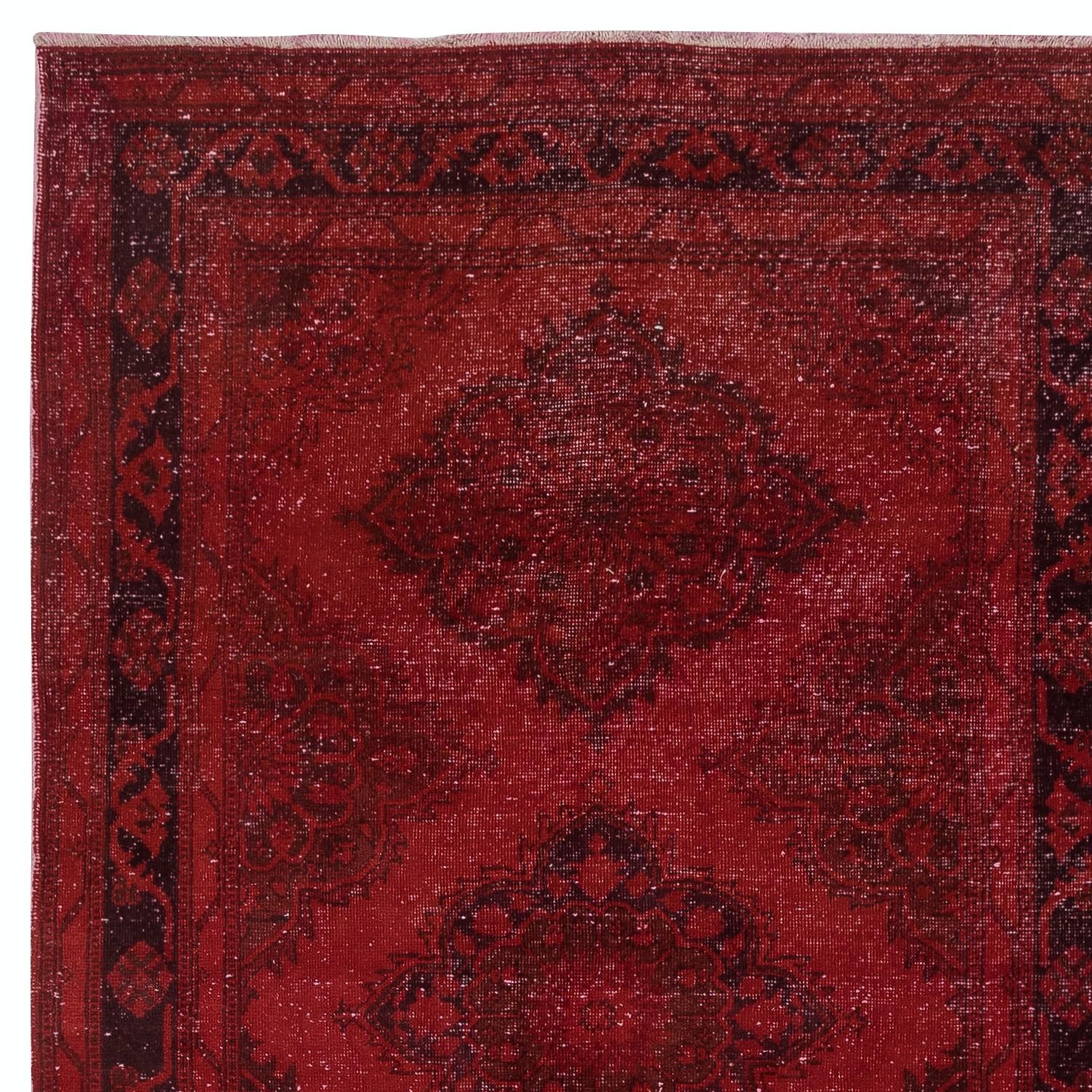 Turco Runner per corridoi 4.6x12.7 Ft rosso scuro. Tappeto da cucina. Tappeto per corridoi. Tappeto per scale in vendita
