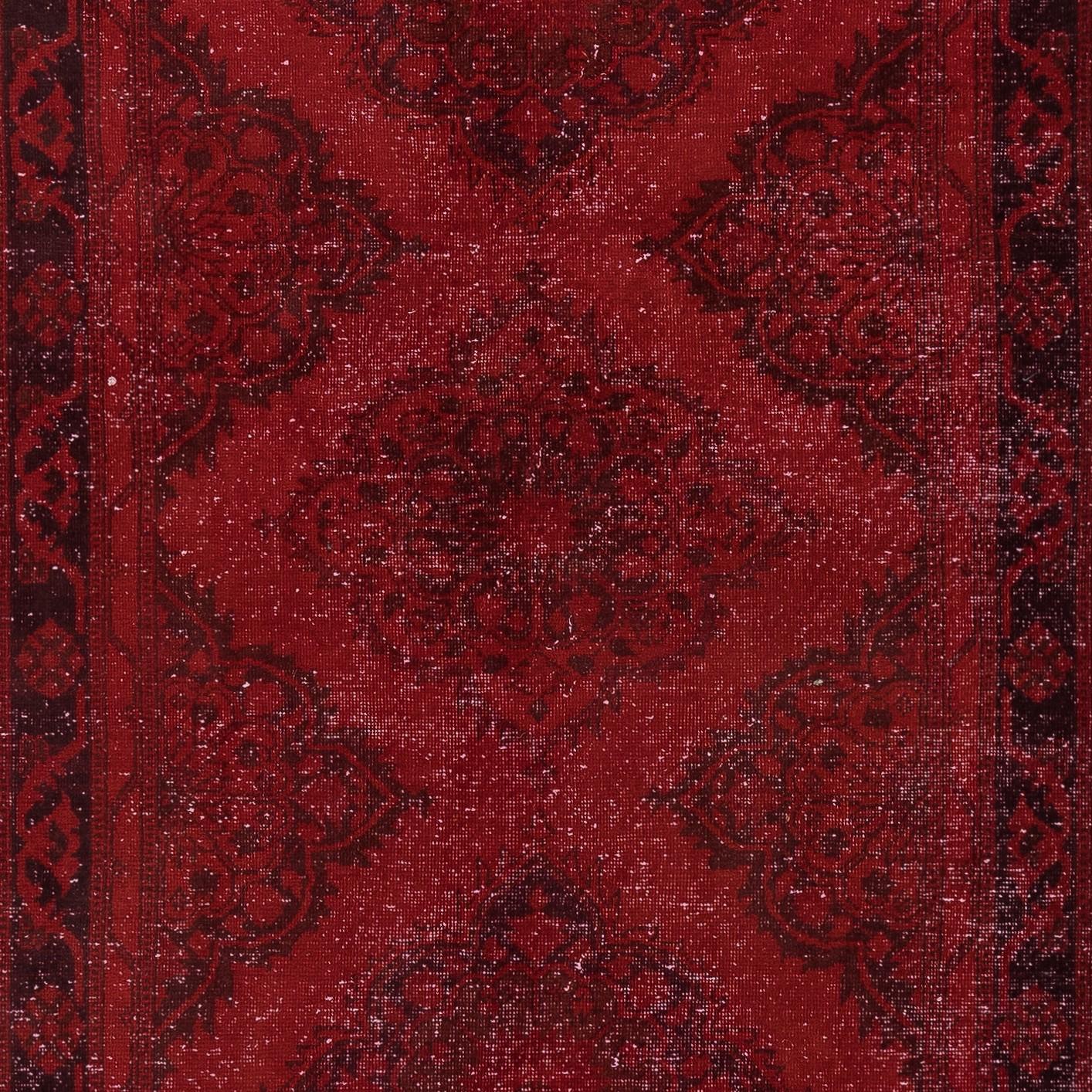 Annodato a mano Runner per corridoi 4.6x12.7 Ft rosso scuro. Tappeto da cucina. Tappeto per corridoi. Tappeto per scale in vendita