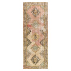 Used 4.6x13 Ft Mid-Century Shabby Chic Anatolian Oushak Runner Rug in Soft Colors