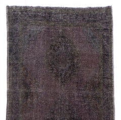 4.6x14.2 Ft Modern Handmade Turkish Runner Rug in Gray, Vintage Hallway Carpet