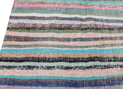 4.6x25 ft Colorful Vintage Turkish Long Runner Rug, Flat-Weave Hallway Kilim