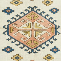 Tappeto moderno in lana turca 4.6x5.3 Ft, tappeto geometrico contemporaneo annodato a mano