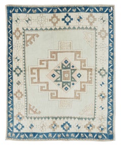 4.6x5.7 Ft Vintage Handmade Turkish Accent Rug, 100% Wool