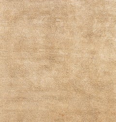 4.4x5.5 Ft Vintage Handmade Turkish Wool Tulu Rug in Beige with Brown Border