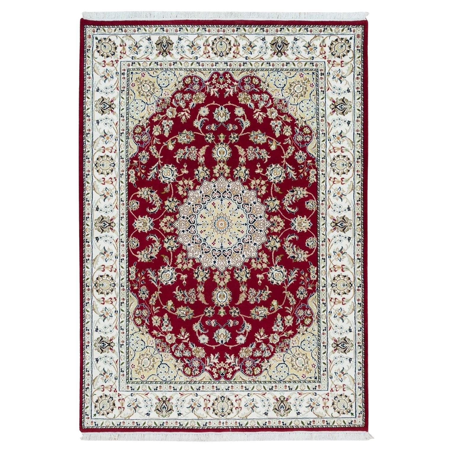 4
6 "x6
10" Burgunderrot, Nain Design, 250 KPSI, weiche Wolle Handgeknüpft Teppich