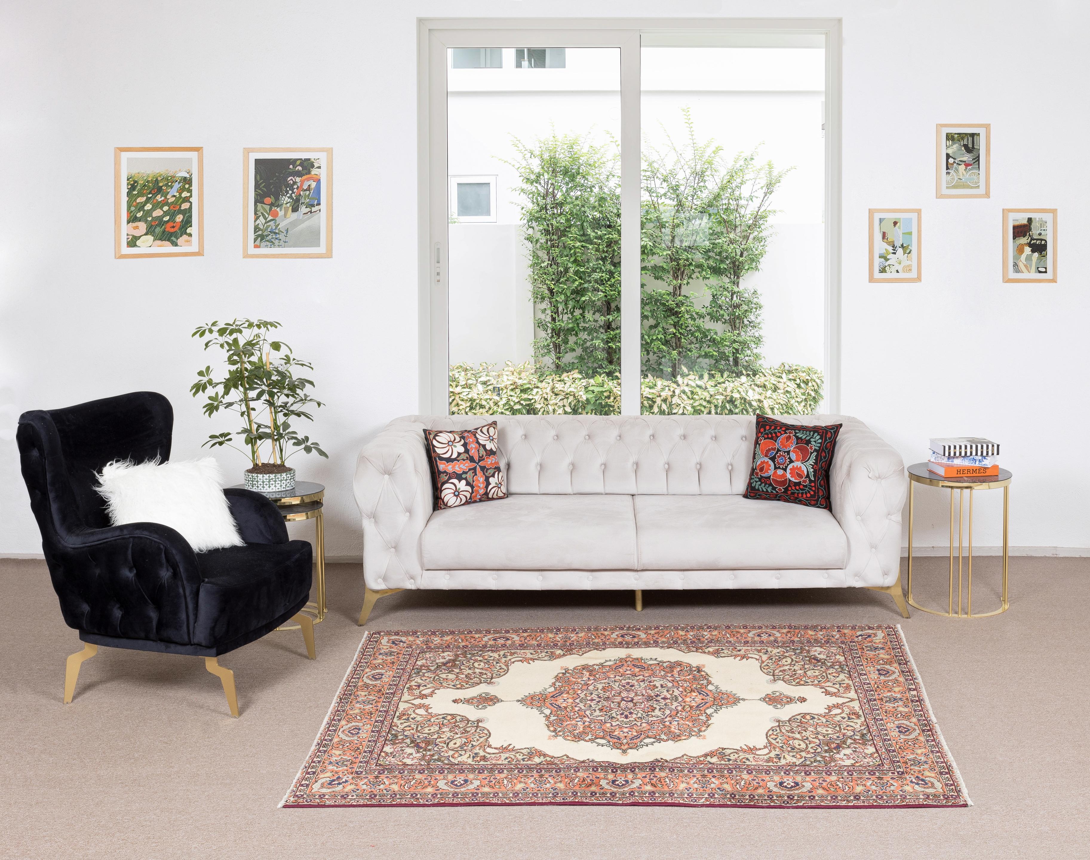 Our sun-faded rugs are all one-of-a-kind, hand-knotted, 50-70 year-old vintage pieces. They each boast their own singular handmade aesthetic drawn from the centuries-old Turkish rug-weaving traditions. These rugs are made completely of sheep’s wool,