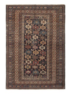 4.6x6.6 Ft Antique Caucasian Perepedil Rug, Ca 1870