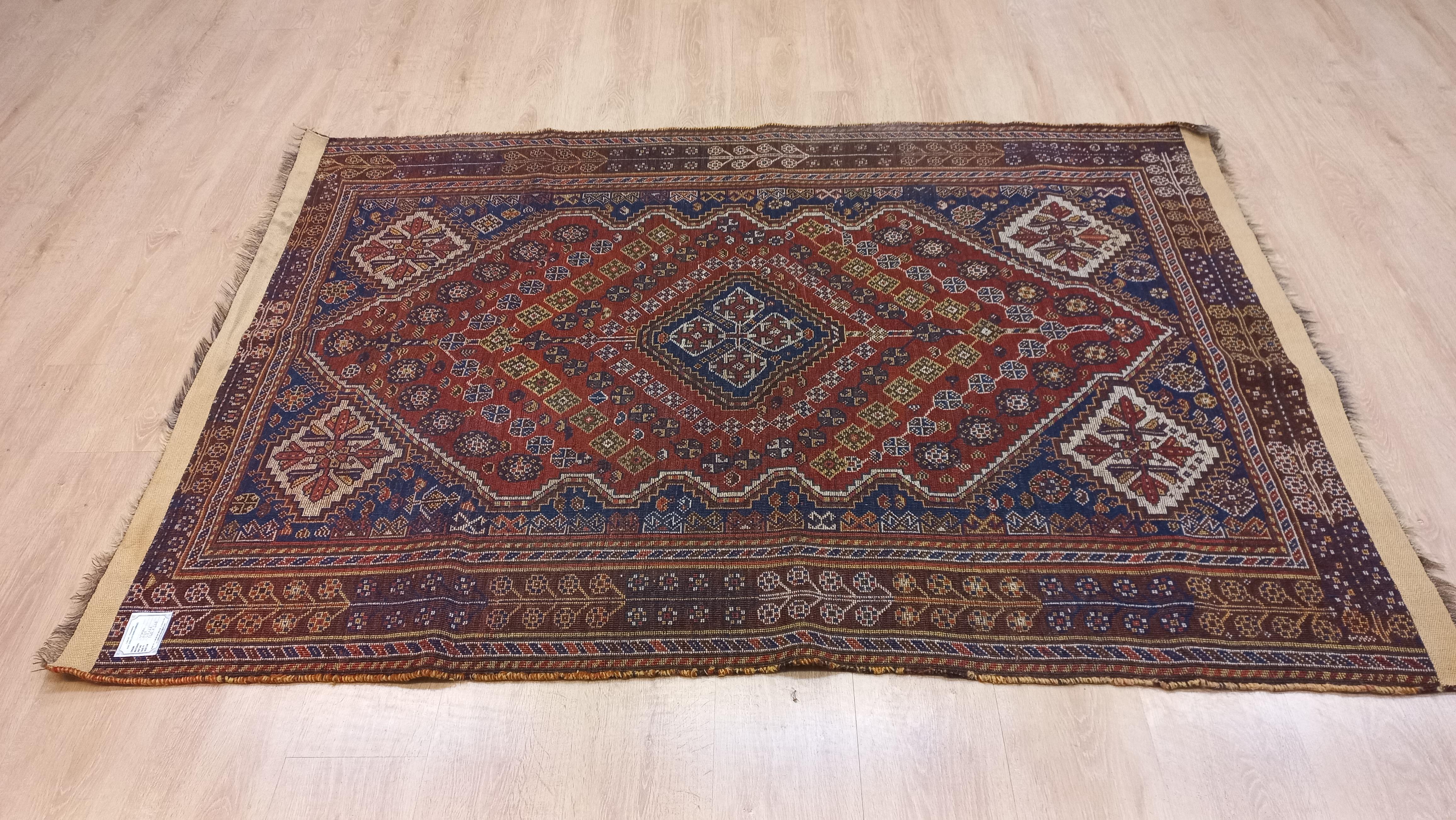 4.6x6.6 Ft Antique Persian Shiraz Qashqai Rug. All Wool & Natural Vegetable Dyes For Sale 2
