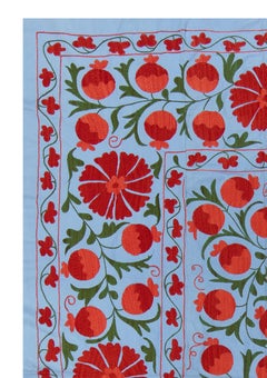 4.6x6.6 Ft Modern Wall Hanging, Embroidered Silk Bed Cover, Boho Wall Decor