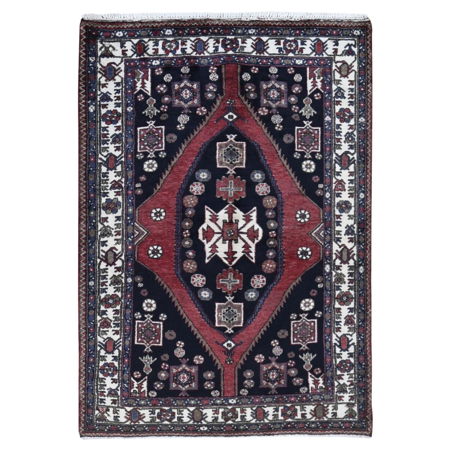 4
6 "x6
6" Azul Marino Nueva Alfombra Oriental Persa Mazlagan Pura Lana Anudada a Mano en venta