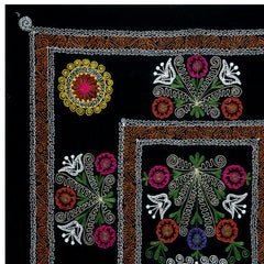 4.6x6.8 Ft Black Embroidered Tablecloth, Living Room Decor Silk Wall Hanging