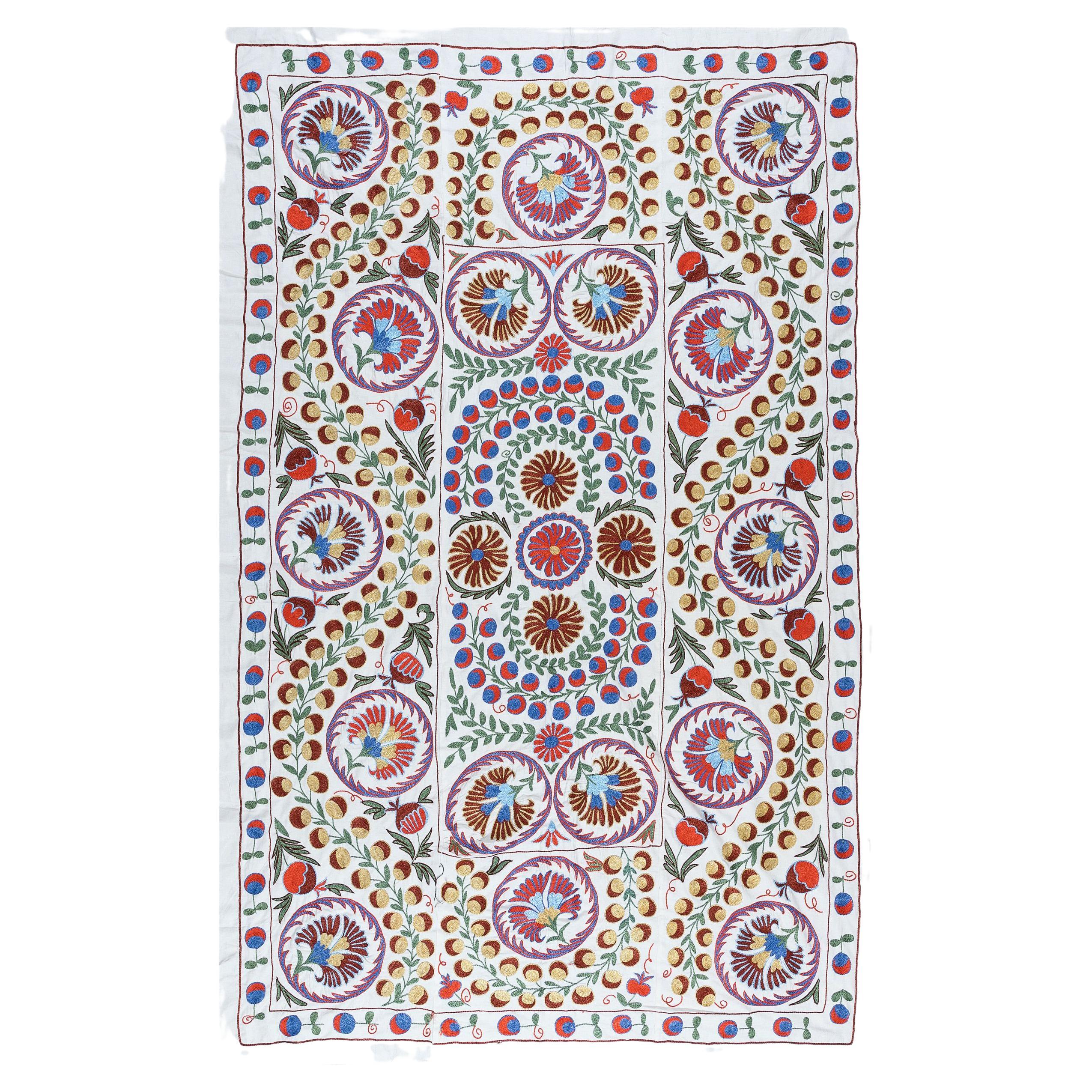 Suzani Ouzbek Ancien Fait Main - Tenture Murale/coussin - Coton Et Soie - Vintage