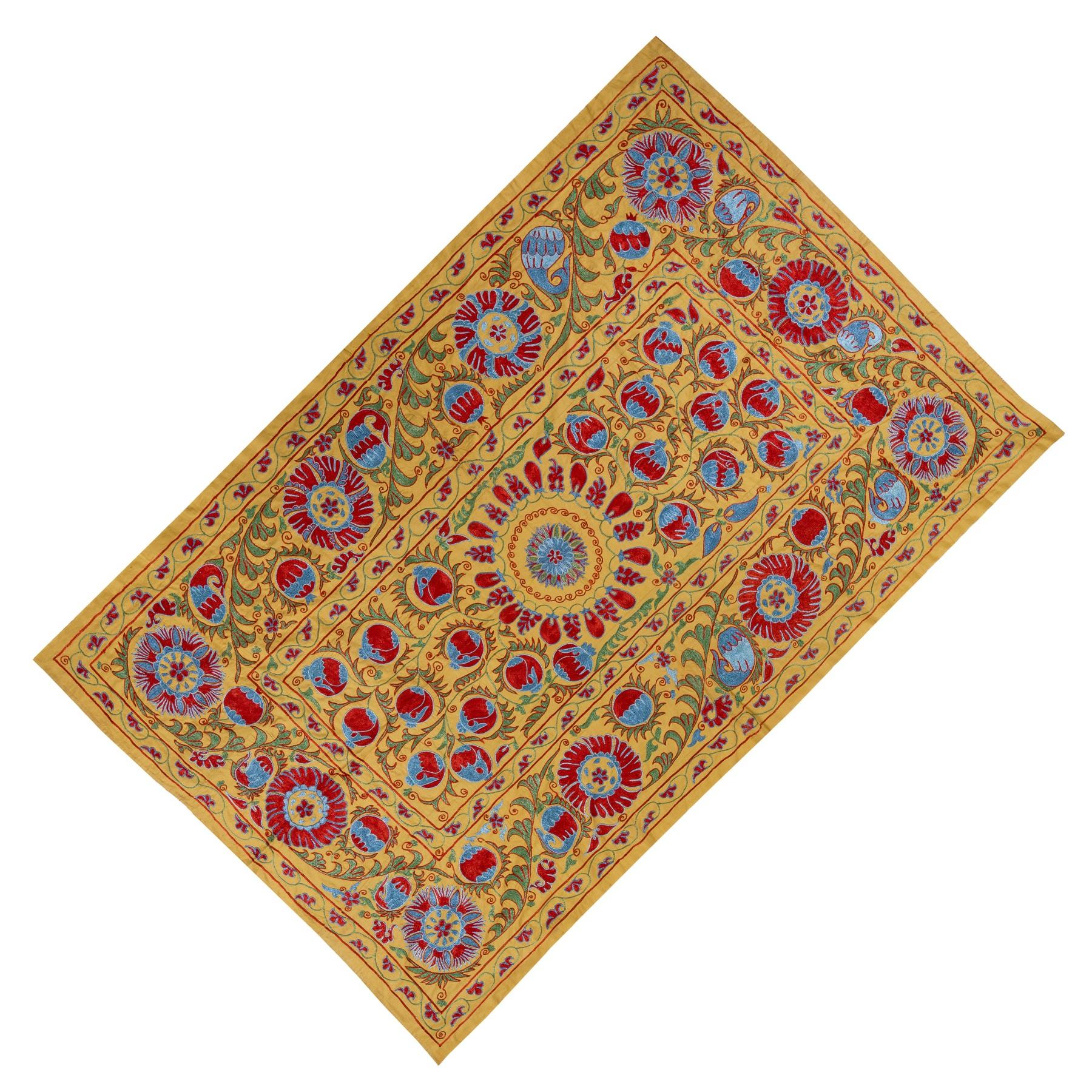 Contemporary Brand New Uzbek Suzani Textile, Embroidered Cotton & Silk Wall Hanging For Sale