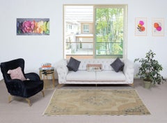 4.6x7.3 Ft Vintage Handmade Turkish Accent Rug for Country and Farmhouse Decor