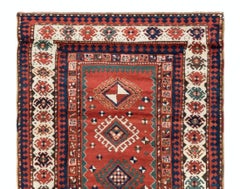 4.6x7.4 Ft Antique Kazak Rug, South Caucasus, Ca 1870