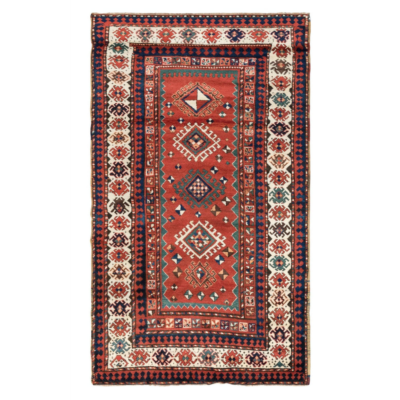 4.6x7.4 Ft Antique Kazak Rug, South Caucasus, Ca 1870