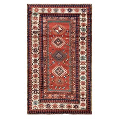 4.6x7.4 Ft Antique Kazak Rug, South Caucasus, Ca 1870