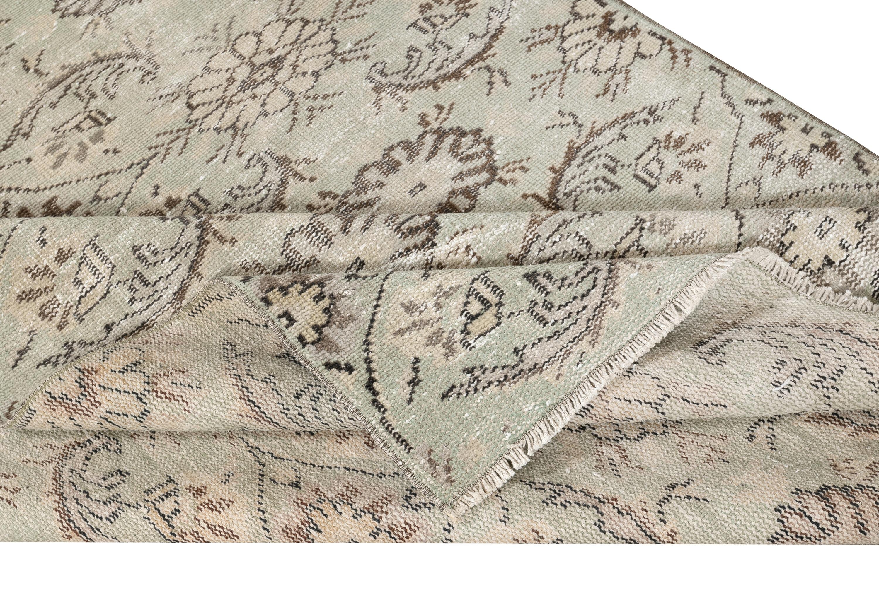 Country 4.6x8 Ft Tappeto Turco Annodato a Mano con Design/One Floreale per Interni Rustici in Fattoria in vendita