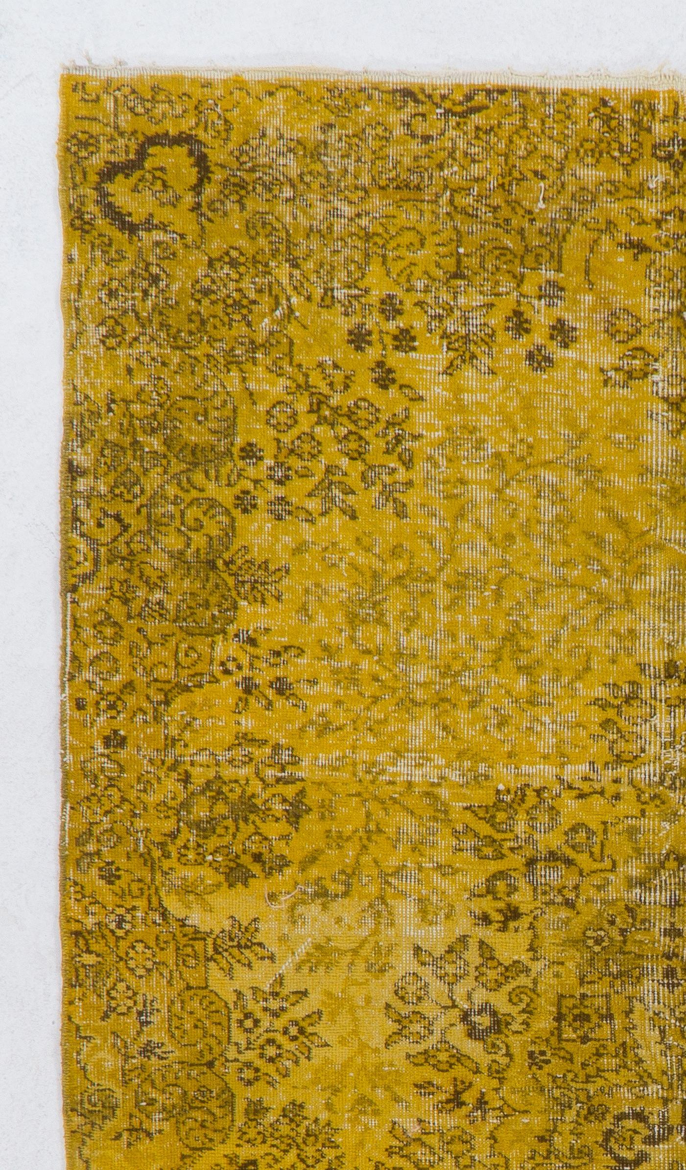 Our over-dyed rugs are all hand-knotted vintage pieces that are recreated in our workshop to cater to a wider range of interior design choices from modern to coastal, from industrial to rustic/cottage. These 50 to 70 year-old rugs were hand-knotted