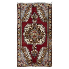 4,6x8 Ft Traditioneller orientalischer Teppich in Burgunderrot, handgefertigter türkischer Teppich, 1960er Jahre