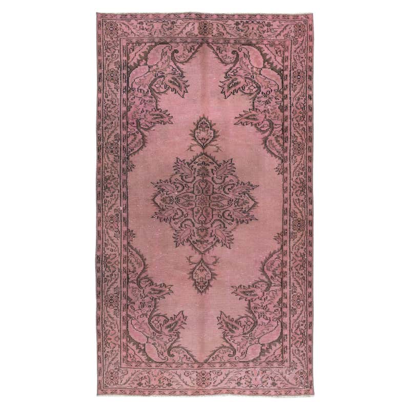 Contemporary Overdyed Hand Knotted Wool Pink Square Area Rug For Sale ...