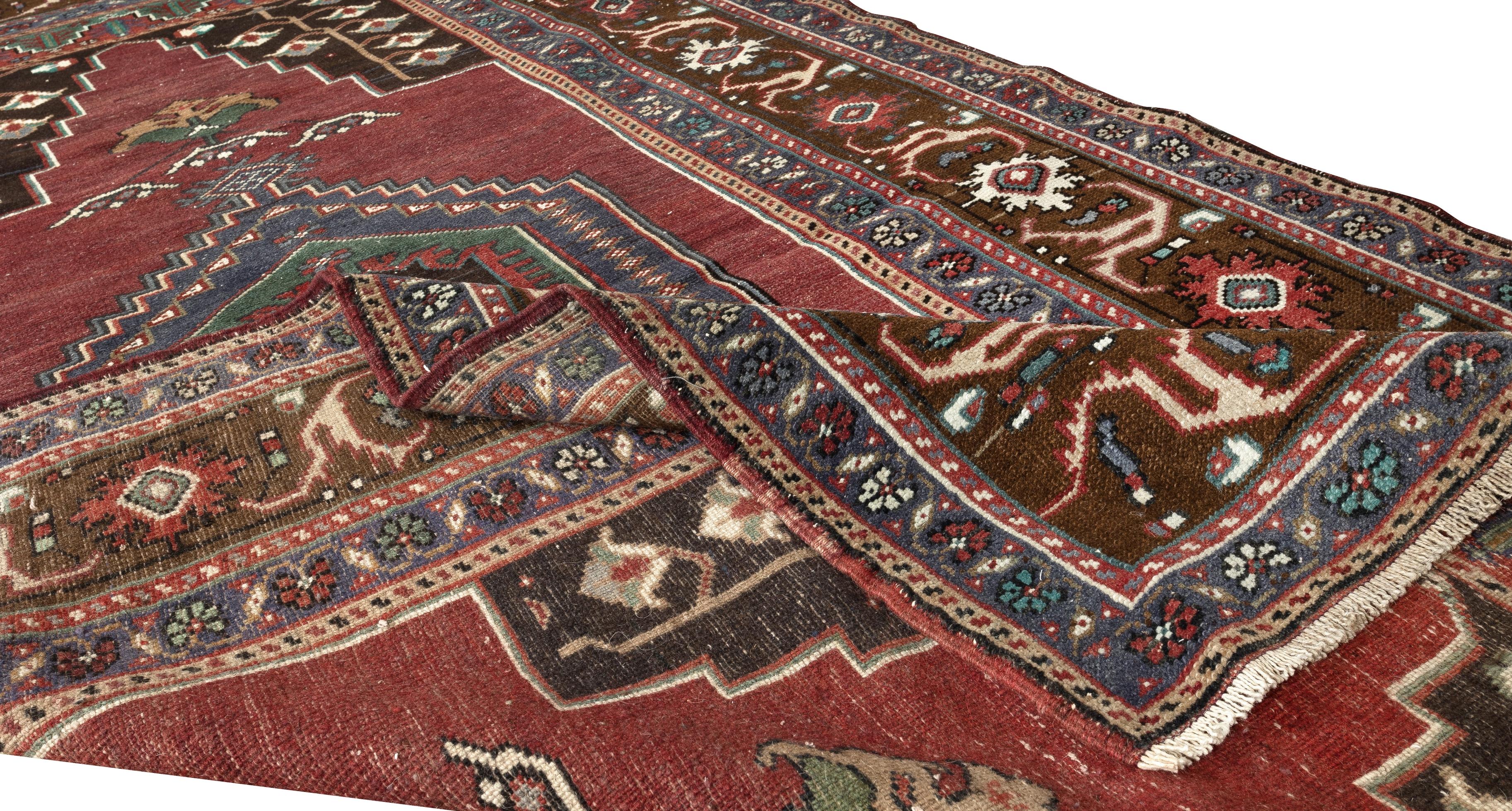 Tribal 4.6x8.6 Ft Mid-Century Oriental Rug, Hand Knotted Anatolian Carpet, 100% Wool For Sale