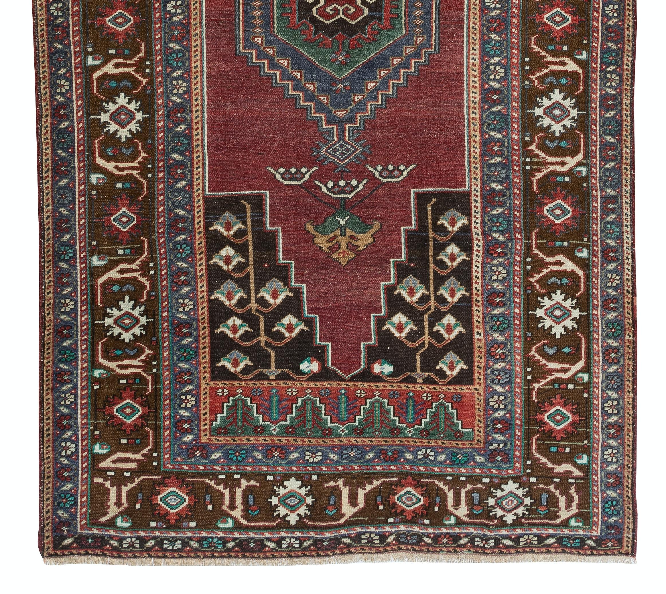 Turkish 4.6x8.6 Ft Mid-Century Oriental Rug, Hand Knotted Anatolian Carpet, 100% Wool For Sale