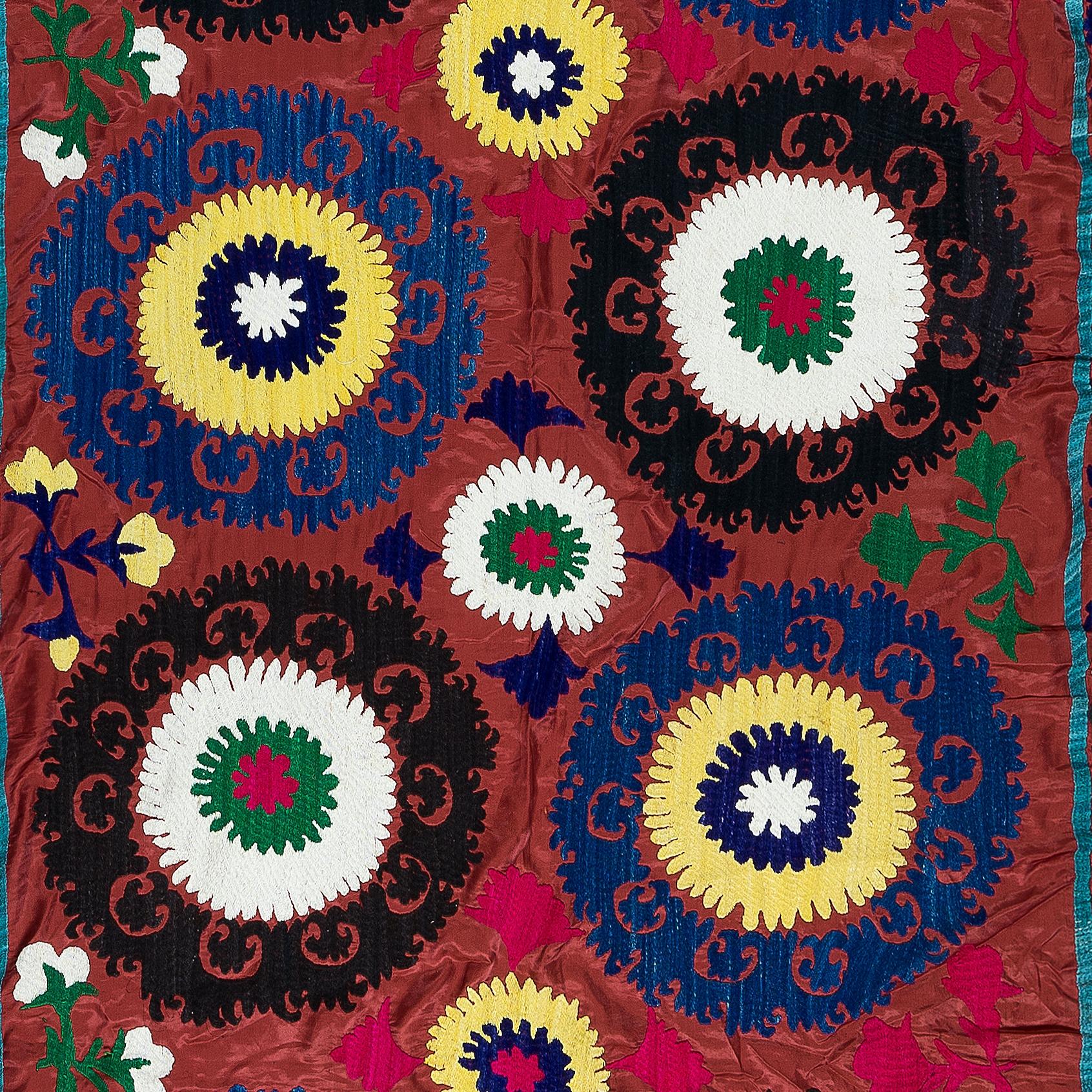 Suzani, a Central Asian term for a specific type of needlework, is also the broader name for the hugely popular decorative pieces of textile that feature this needlework in vivid colors with bold, expressive floral and botanical designs, natural