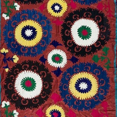 4.6x8.7 Ft Silk Embroidery Bed Cover, 1980s Suzani Wall Hanging, Colorful Throw