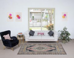 4.6x8.7 Ft Vintage Turkish Tribal Rug, Handmade Oriental Carpet, 100% Wool