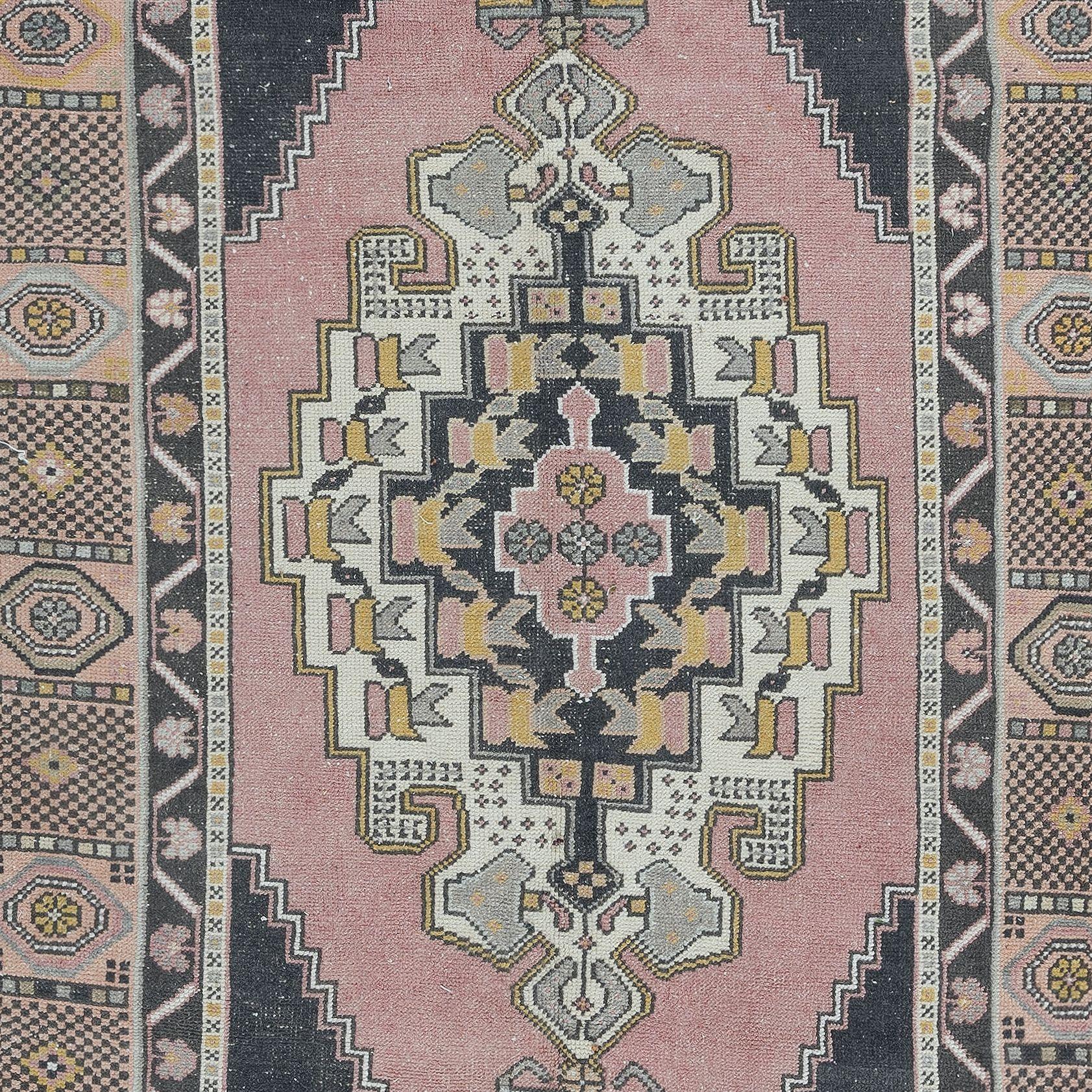 20th Century 4.6x8.7 Ft Vintage Turkish Tribal Rug, Handmade Oriental Carpet, 100% Wool For Sale