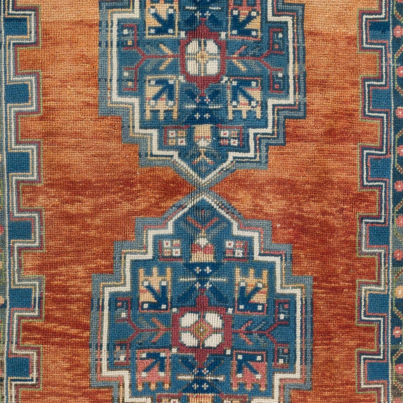 Hand-Knotted 4.6x8.8 Ft Traditional Turkish Tribal Rug, Vintage Oriental Carpet, Wool Pile For Sale