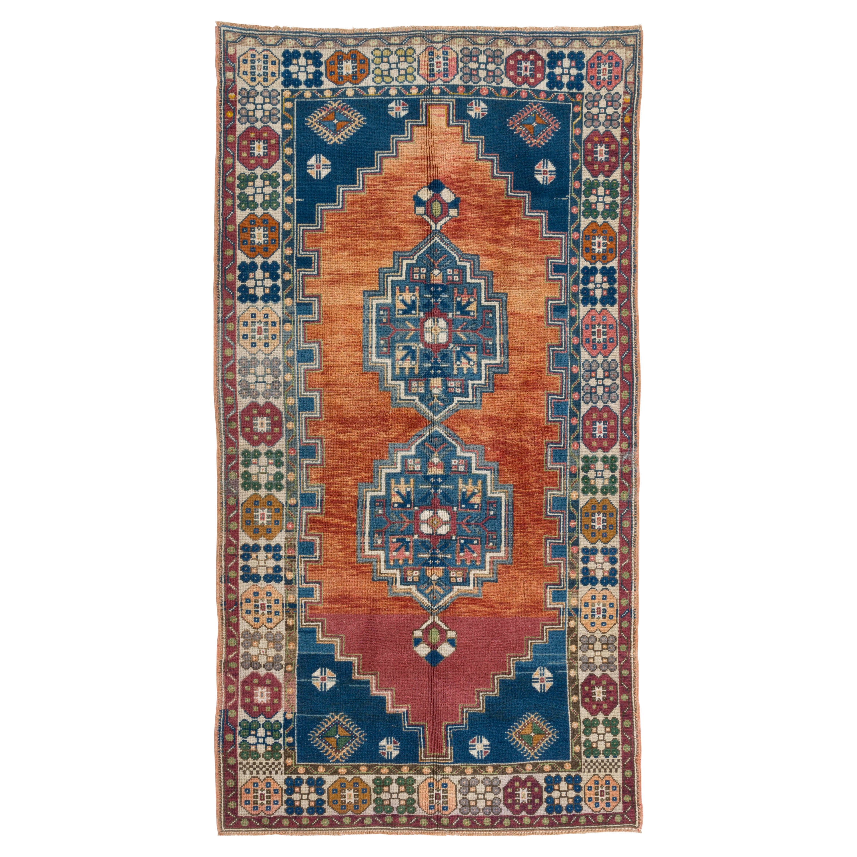 Tappeto Tribale Turco Tradizionale 4.6x8.8 Ft, Tappeto Orientale Vintage, Pile di Lana