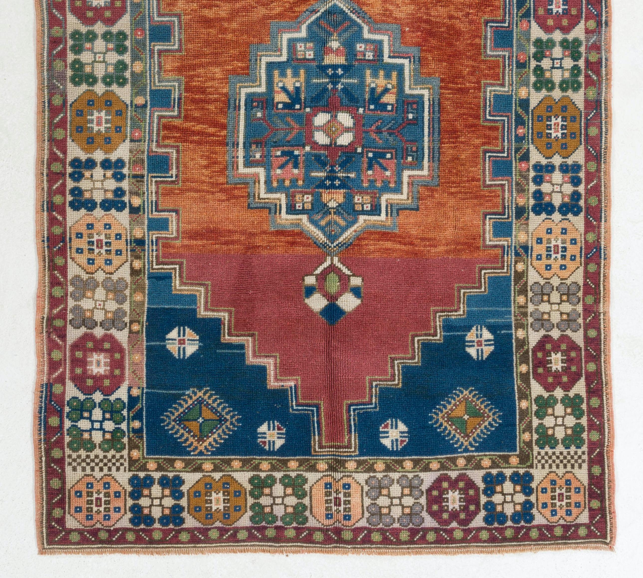 Tribal 4.6x8.8 Ft Traditional Turkish Village Rug, Vintage Oriental Carpet, Wool Pile For Sale