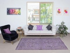 4.6x9 Ft Mauve Purple Color Area Rug, Home Decor Handmade Turkish Floor Rug
